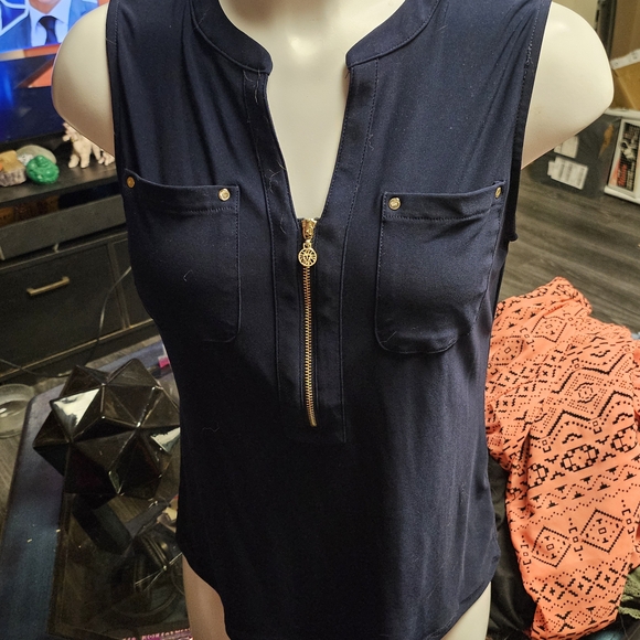 Anne Klein Tops - Anne Klein Navy Top with Gold Accents